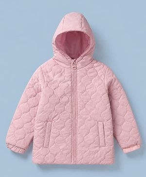 Pine Kids Woven Padded Quilted Winter Jacket with Full Sleeves in Pink