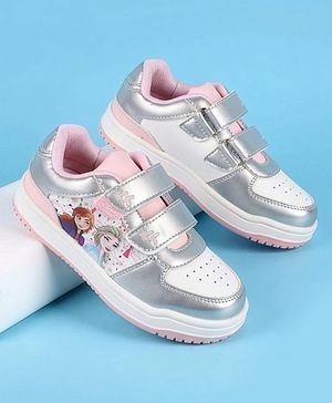 Pine Kids Disney Velcro Closure Casual Shoes With Disney Frozen Princesses Graphic - Silver