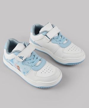 Pine Kids Disney Velcro Closure Casual Shoes With Disney Frozen Princesses Graphic - White