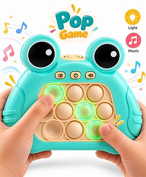 Babyhug Fast Push Pop Light-Up Game - Sea Green| Fidget Toy for Kids & Adults| 4 Modes: Pass Through, Memory, Scoring & Multiplayer| Push Buttons with Light & Music| BIS Certified| Screen-Free Play