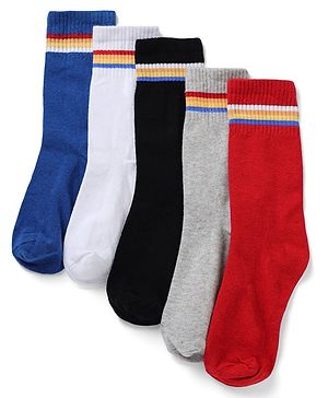 Pine Kids Knit Solid Socks Pack of 5 in Blue