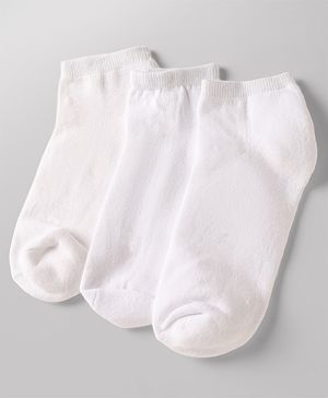 Pine Kids Cotton Nylon Knit Ankle Length Solid Socks Set of 3 - White