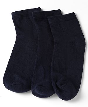 Pine Kids Cotton Knit Ankle Length Solid Socks Set of 3 - Black
