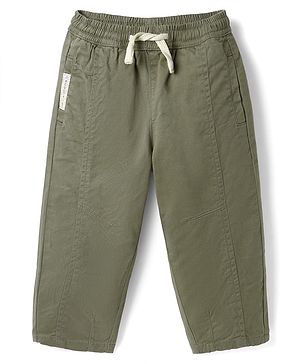 Bonfino Cotton Elastane Woven Full Length Balloon Trouser in Olive Green