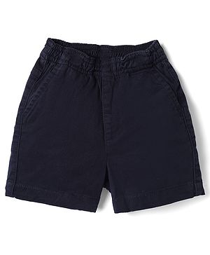 Bonfino Cotton Elastane Woven Short Length Shorts in Navy Blue