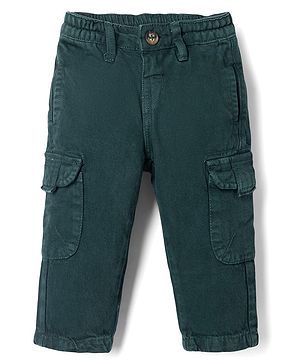 Bonfino 100% Cotton Woven Washed Cargo Trouser Full Length in Green
