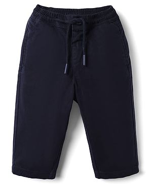 Bonfino Cotton Elastane Woven Full Length Trouser in Navy Blue