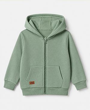 Babyhug 100% Cotton Knit Full Sleeves Sweatshirt with Hey! Patch - Green