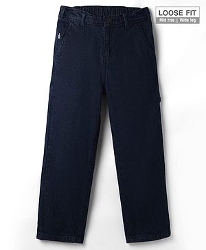 Pine Kids Denim Woven Full Length Washed Jeans - Navy Blue