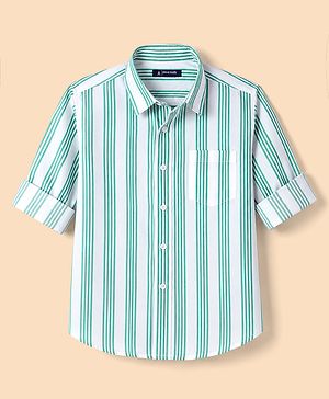 Pine Kids Woven Striped Shirt with Full Sleeves - Light Green