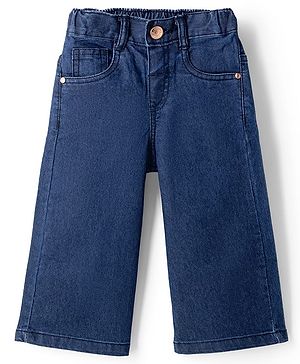 Babyhug Cotton Mix Denim Full Length Washed Jeans With Stretch -Dark Blue