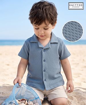 Babyhug 100% Cotton Knit Half sleeves Solid Shirts - Blue