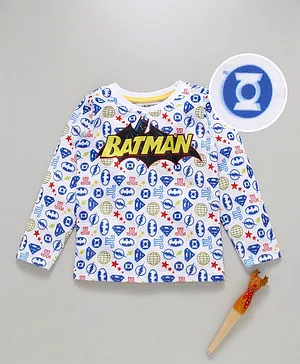Game Begins Full Sleeves Tee Batman Print - Blue