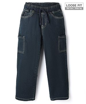 Pine Kids Denim Woven Full Length Jeans in Navy Blue