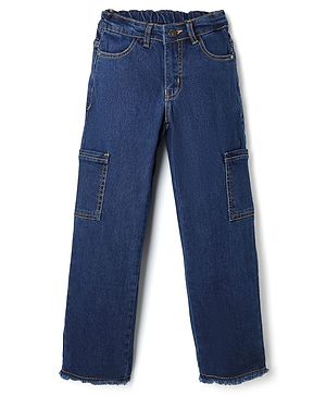 Pine Kids Cotten Blend Denim Woven Full Length Jeans - Navy Blue