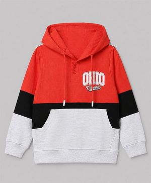 Pine Kids Cotton Knit SweatShirt with Full Sleeves and Ohio Columbus Print - Red