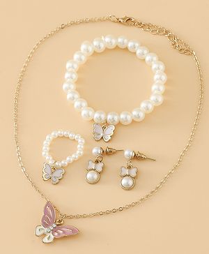 Pine Kids Free Size Beaded Jewellery Set - Off White