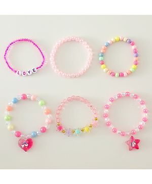 Pine Kids Free Size Bracelets & Bangles Set for Girls - Pink