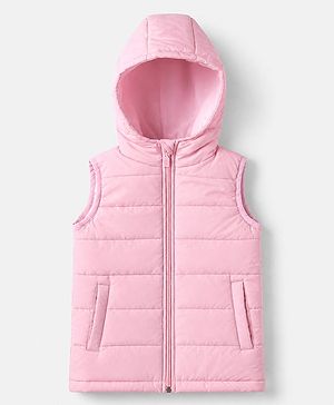 Babyhug Woven Padded/Quilted/ Winter Jacket with Sleeveless in Pink for 12-18 Months