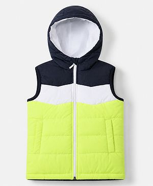 Babyhug Woven Sleeveless Hoodie - Navy Blue