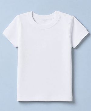 Babyhug 100% Cotton Knit Half Sleeves T-Shirt - White