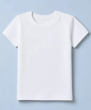 Babyhug 100% Cotton Knit Half Sleeves T-Shirt - White