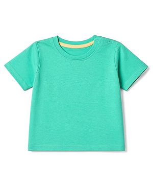 Babyhug 100% Cotton Knit Solid T-Shirts with Half Sleeves - Green