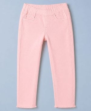Pine Kids Denim Woven Ankle Length Jeggings in Peach