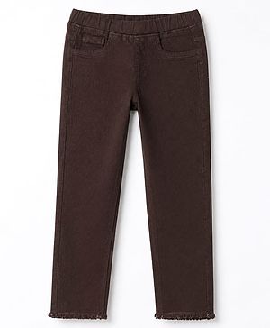 Pine Kids Denim Woven Ankle Length Jeggings in Brown