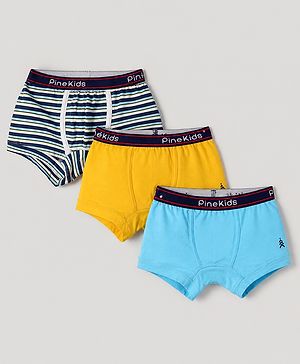 Pine Kids Cotton Knit Above Knee Length Solid Trunks Pack of 3