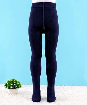 Cute Walk by Babyhug Cotton Knit Anti Bacterial Full Length Solid Tights - Navy