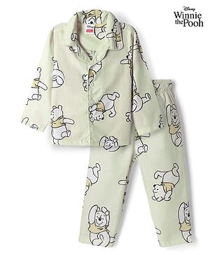 Babyhug Disney 100% Cotton Single Jersey Woven Full Sleeves Shirt & Pajama with Winnie the Pooh Print - Beige