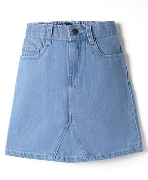 Pine Kids Cotton Elastane Denim Woven Above Knee Length Skirt - Blue