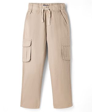 Pine Kids Cotton Elastane Woven Full Length Trouser with Cargo Pockets - Beige