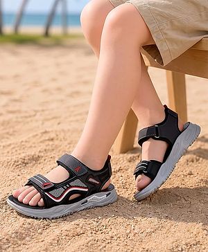 Pine Kids Velcro Closure Solid Sandal in Black