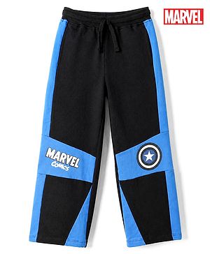 Pine Kids Marvel 100% Cotton Terry Knit Full Length Lounge Pant with Shield Print in Navy Blue