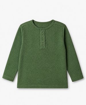Pine Kids Knit Full Sleeves Solid T-Shirt - Green