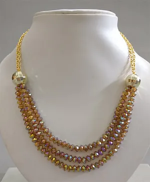 Tiny Closet Necklace Sparkling With Golden Beads - Golden