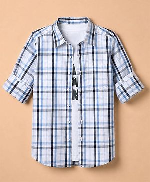 Pine Kids 100% Cotton Woven Shirt and Tank Top with Full Sleeves, Ready For Change Print - White