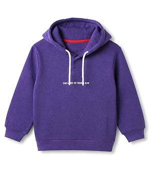 Pine Kids Cotton Mix Knit Sweatshirts with Full Sleeves and Japan Tokyo Print in Purple