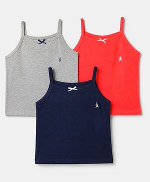 Pine Kids Cotton Mix Knit Logo Print Slips in Red, Navy & Grey Pack of 3