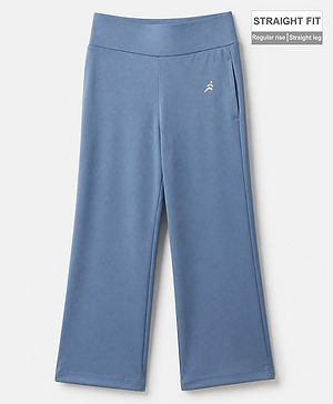 Pine Active Knit Full Length Aero Soft Staright Fit Leggings with Logo Print - Blue