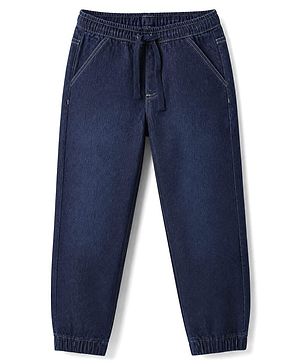 Pine Kids Cotton Mix Woven Washed Denim Full Length Jeans in Navy Blue