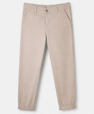 Pine Kids Cotton Elastane Woven Full Length Trousers Pant in Beige