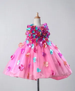 Li&Li Boutique Flowers & Pearls Embellished Sleeveless Dress - Pink