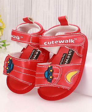 Cute Walk By Babyhug Sandals Style Booties - Red - 0-3M Red