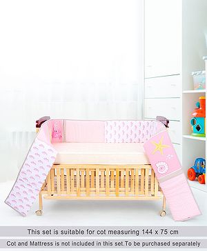 Babyhug Premium Cotton Crib Bumper Large -Seahorse Theme (Cot not Included)