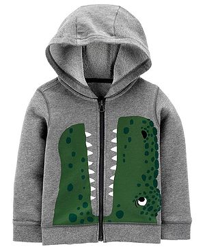 Carter's Dinosaur Zip-Up French Terry Hoodie - Grey