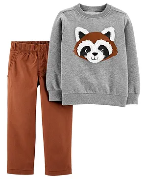 Carter's 2-Piece Raccoon Fleece Top & Pant Set - Brown
