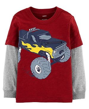 Carter's Monster Truck Layered-Look Slub Tee - Red